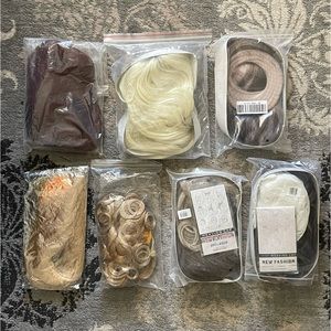 Big Lot of 7 Brand New Wigs and Hair Extensions NIP
